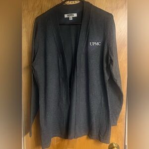 NEW UPMC Women’s Large Embroidered Gray Open Front Cardigan Edwards brand